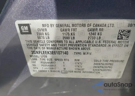 2014 Chevrolet Equinox Ls из США, поврежденный, VIN 2GNFLEEK3E6107140